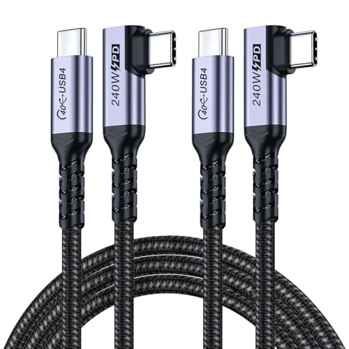 Long USB C to USB C Cable 6.6FT 2 Packs, 240W USB 4 Right Angle - size: 240w - 6ft, 6ft