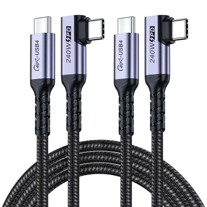 Long USB C to USB C Cable 6.6FT 2 Packs, 240W USB 4 Right Angle - size: 240w - 6ft, 6ft