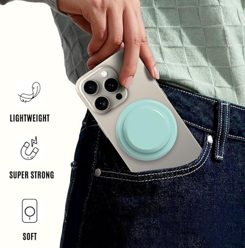 for MagSafe Phone Grip,Soft Silicone Magnetic Collapsible Cell Phone Finger Grip for iPhone 17/16/15/14/13,12 and Smartphones Tablets - Cyan - color: Cyan