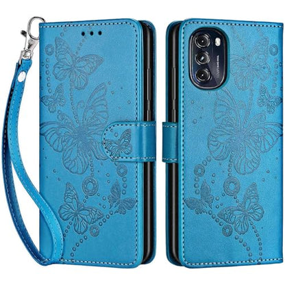 for Motorola Moto G 5G 2022 Wallet case, Blue-Butterfly | 3 Card Holders, Kickstand, Shockproof TPU Shell, PU Leather, Magnetic Closure, Protective Flip Folio Cover, Women - color: 8