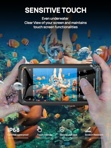 Lanhiem Snorkeling Underwater Phone Case for Diving, IP68 Professional Universal Waterproof Outdoor Video Photo Cellphone Case with Lanyard for iPhone 17, Galaxy S26 Moto All Series (Clear/Black)