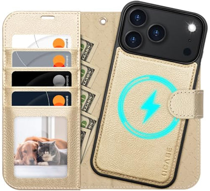 OCASE for iPhone 17 Pro Max Detachable Wallet Case with Card Holder, 2 in 1 PU Leather Flip Folio with RFID Blocking Stand Wrist Strap Shockproof Phone Cover 6.9 Inch 2025, Gold - color: Gold, size: iPhone 17 Pro Max