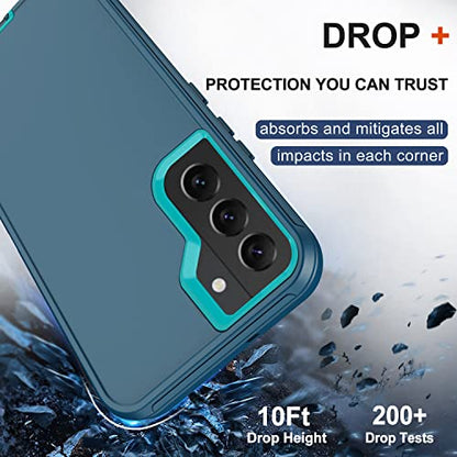 for Samsung Galaxy S22 Case with Belt Clip Holster, 2X Screen Protector, [Military Grade Protection] Heavy Duty Full Body Shockproof Dust-Proof Rugged Protective Cover for Samsung S22 5G Turquoise - color: Turquoise