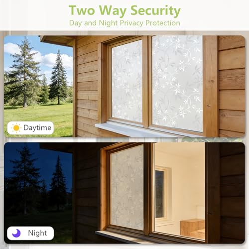 LEMON CLOUD Window Privacy Film, Frosted Glass Window Film, 17.5″ x 157.4″ - color: Bamboo Leaf, size: 17.5" x 157.4"