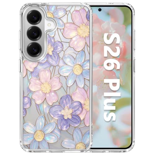 for Samsung Galaxy S26 Plus Magnetic Case【Compatible with MagSafe】 Aesthetic Oil Painting Stained Glass Flower Design, Slim Fit Hard PC Back Shockproof Clear Phone Cover, Colorful Flower - color: Colorful Flower, size: Galaxy S26 Plus