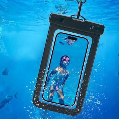 Waterproof Phone Pouch, Waterproof Phone Case for iPhone 16 15 14 13 Pro Max, IPX8 Cellphone Dry Bag Beach Cruise Ship Essentials 8.3"(Black) - color: Black