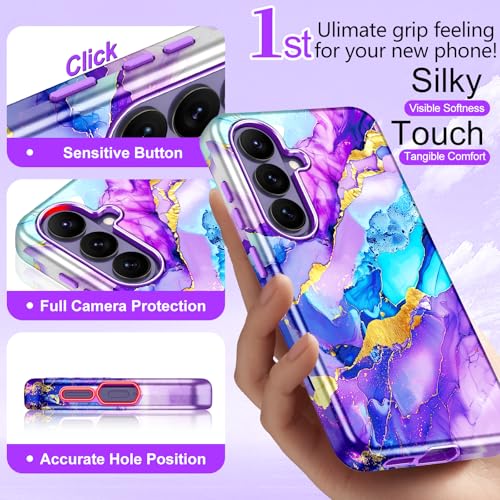 Btscase for Samsung Galaxy S26 Case, [Military Grade Drop Tested] Marble Pattern Design Slim Rugged Shockproof Women Girls Men Protective Anti-Scratch Cover, Magnetic-Amethyst - color: Magnetic-Amethyst, size: Samsung Galaxy S26