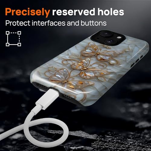 Magnetic for iPhone 14 Plus Case,[Compatible with Magsafe] Dual Layer Protective Heavy Duty Shockproof Rugged Drop Protection Bumper Hybrid Case - Stained Glass Butterflies - color: Stained Glass Butterflies, size: iPhone 14 Plus