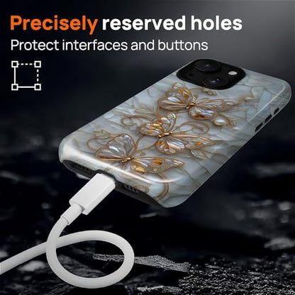 Magnetic for iPhone 14 Plus Case,[Compatible with Magsafe] Dual Layer Protective Heavy Duty Shockproof Rugged Drop Protection Bumper Hybrid Case - Stained Glass Butterflies - color: Stained Glass Butterflies, size: iPhone 14 Plus