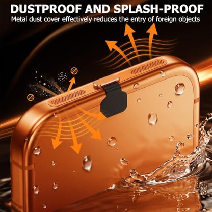 30Pcs Metal USB C Dust Plug with Speaker Dust Cover iPhone 17 ProMax Orange - size: for 17 Pro Max Orange