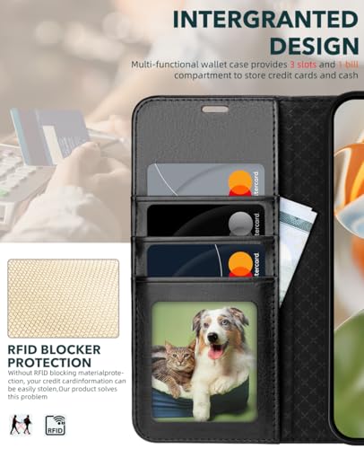OCASE Compatible with Google Pixel 10a Wallet Case, PU Leather Flip Folio Case with Card Holders RFID Blocking Kickstand [Shockproof TPU Inner Shell] Phone Cover 2026, Black - color: Black