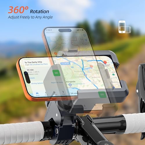 New Anti-Vibration Bike Phone Holder, Shockproof Motorcycle Phone Mount with Secure Lock, Camera Friendly Handlebar Phone Holder for E-Bike, Electric Scooter, Bicycle, Fits 4.7-7 Inch Phones