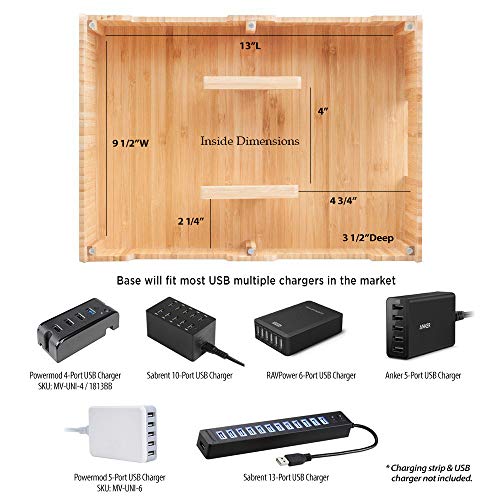 MobileVision Bamboo 10-Port Charging Station & Compatible Adapter for Apple Watch Combo for use with Watch, Smartphones & Tablets - color: Stand + Apple Watch Adapter