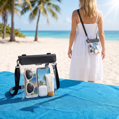 Waterproof Phone Pouch 2.6L Large Capacity Dry Bag with Sensitive Touch Screen 3-Layer Seal Underwater Case for Beach Snorkeling Rafting-Black - color: Black