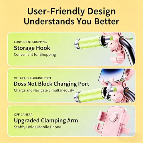 Pink Phone Holder for Electric Scooter, Bike Phone Mount for Women - color: Pink