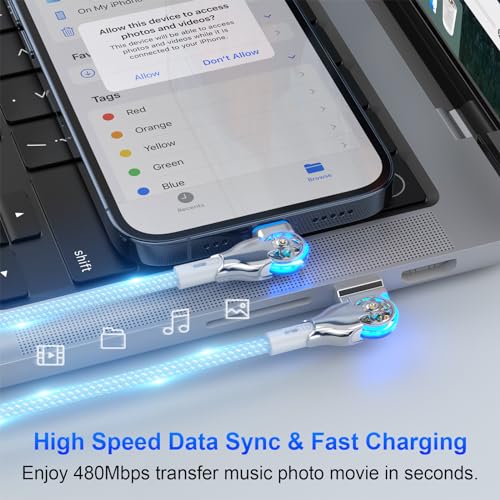 MTAKYI Bidirectional 90 Degree iPhone Charging Cable 6FT, 180°Rotating Angle Lightning Cable, High Speed Data Sync iPhone Lightning Charger Cable for Phone 14/13/12/11/Pro/Max/XS/XR/X/8/7/Plus/6S - color: Blue