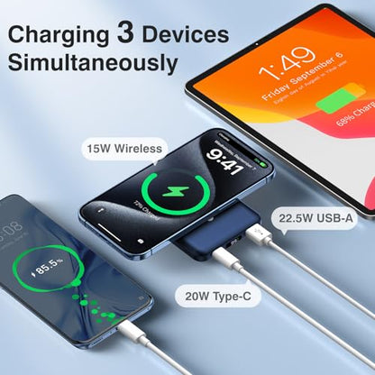 AOGUERBE for MagSafe Portable Charger, 10000mAh Magnetic Charger for iPhone - color: Royal Blue