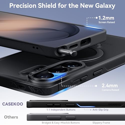 CASEKOO Black 26U Case with 360 Spin Magnetic Stand, Fit for MagSafe | 360 Spin Magnetic Stand, Fit for MagSafe, 18FT MIL-STD Protection, Invisible Ring Holder Phone Case - color: Matte Black