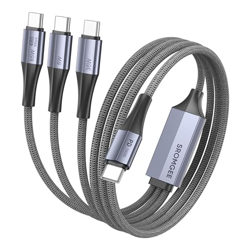 USB C to USB C 3 in 1 Multi Charging Cable 5FT, 100W Max Fast Charge USB C Splitter Charging Cable with 3 Type C Ports for iPhone 17/16/15 Series, Samsung Galaxy S25, iPad, MacBook Air/Pro, Lenovo