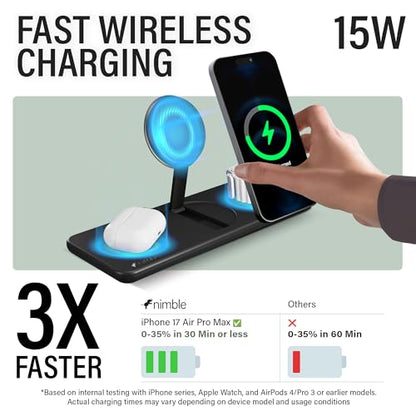 Nimble Podium 3-in-1 Wireless Charging Station for Apple, Qi2-Certified