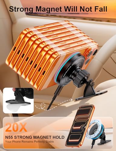 Magsafe Car Mount Charger, Strong Magnetic 15W Wireless Car Phone Charger