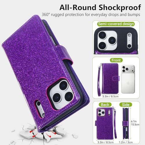 Varikke Wallet Case for iPhone 17 Pro Compatible with Magsafe, Dark Purple - color: (Compatible with MagSafe) Dark Purple, size: iPhone 17 Pro 6.3"