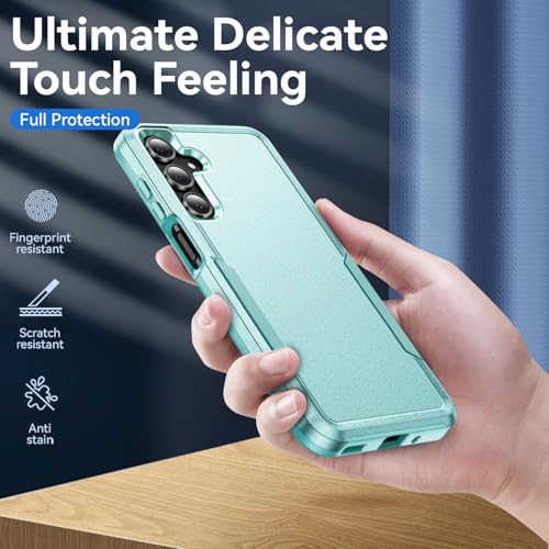 Phone Case for Samsung Galaxy A17 5G Case, Samsung A17 5G Case with Tempered Glass Screen Protector, Soft TPU Hard Back Double Layer Phone Cover (Mint) - color: Mint