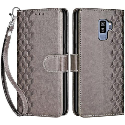 for Samsung Galaxy S9 Plus Wallet case, Gray-Cube | 3 Card Holders, Kickstand, Shockproof TPU Shell, PU Leather, Magnetic Closure, Protective Flip Folio Cover, Women - color: 10