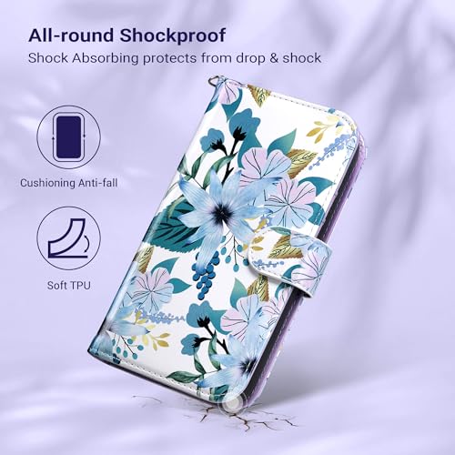 ULAK Compatible with iPhone 15 Plus Wallet Case, Blossom | [RFID Blocking] Premium PU Leather Protective Folio Flip Cover with Card Holder Kickstand, Shockproof Protection - color: Blossom, size: iPhone 15 Plus- 6.7 inch