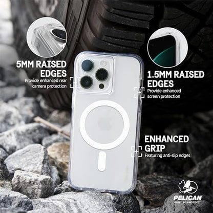 Pelican Ranger Series - iPhone 15 Pro Max Case 6.7" [Compatible with MagSafe] [Anti-Yellow] Magnetic Phone Case with Anti-Scratch Tech [12ft MIL-Grade Drop Protection] Cover for 15 Pro Max - Clear | Rugged Magnetic Phone Case w/12ft Military-Grade Drop Pr