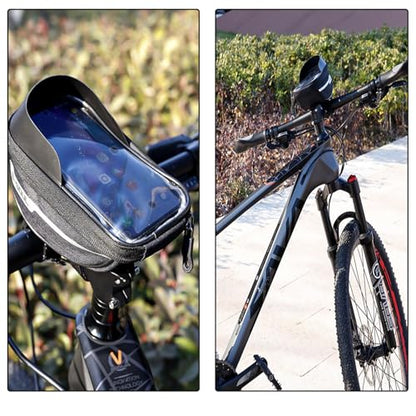 Hard Casing Bike Bag, Lightweight and Durable Waterproof Phone Holder in Blue, Sensitive Touchscreen for Phones up to 6.4 inches, Perfect Bike Accessories - 7"x4" / 18x10 cm - color: Blue