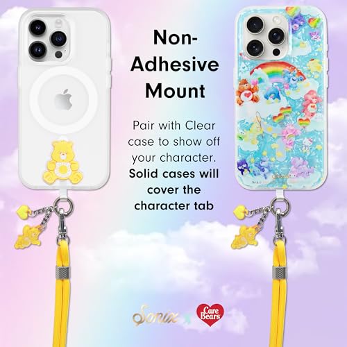 Sonix x Care Bears | Crossbody Phone Strap with Charms | Adjustable, Universal Cell Phone Rope Strap Lanyard | Yellow Cord | Funshine Bear - color: Funshine Bear