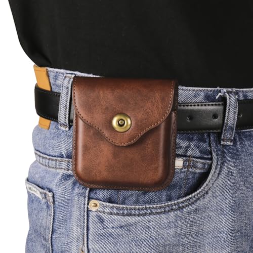 Cellphone Waist Bag with Card Holder Compatible with Samsung Galaxy Z Flip 6/Z Flip 5/Z Flip 4/Z Flip 3/Z Flip 4G 5G, Mens Leather Holster Case with Belt Clip Carrying Case Waist Bag for Cellphone - color: Brown