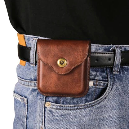 Cellphone Waist Bag with Card Holder Compatible with Samsung Galaxy Z Flip 6/Z Flip 5/Z Flip 4/Z Flip 3/Z Flip 4G 5G, Mens Leather Holster Case with Belt Clip Carrying Case Waist Bag for Cellphone - color: Brown