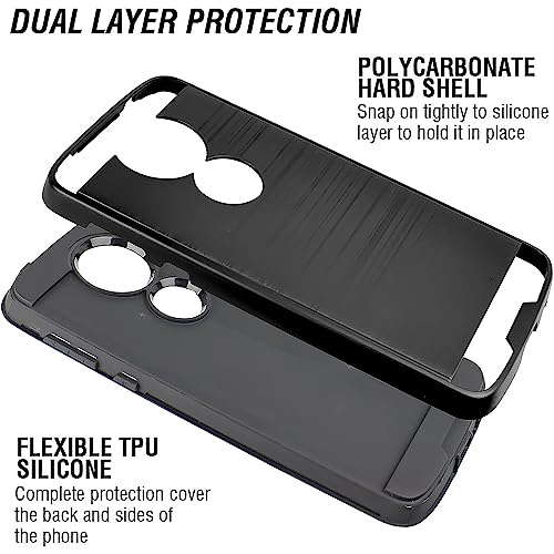 NEM Case Compatible with Moto G7 Power/Motorola G7 Supra/XT1955/Moto E5 Plus/XT1922/E5 Supra - Shockproof Brushed Case (Black) - color: Black