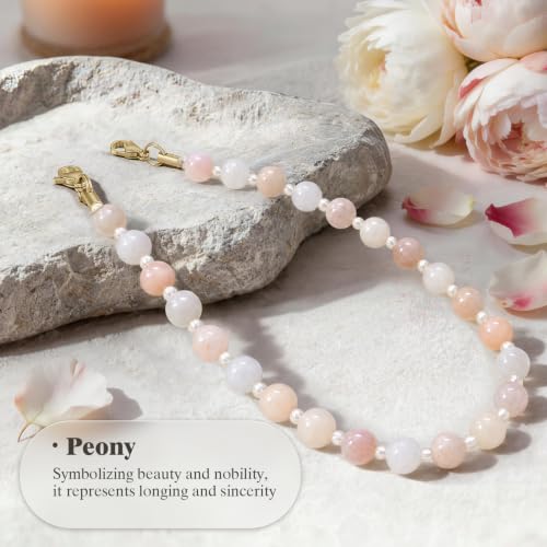 SURPHY Natural Stone Phone Charm, Beaded Phone Wrist Strap with Tether Tab - color: Aventurine Shell Pink