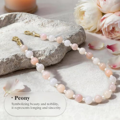 SURPHY Natural Stone Phone Charm, Beaded Phone Wrist Strap with Tether Tab - color: Aventurine Shell Pink