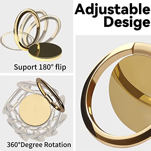 Metal Cell Phone Ring Holder Finger Ring Stand, 360 Degree Rotation Ring Kickstand Grip Holder for Magnetic Car Mount, Gold - color: Gold