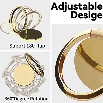 Metal Cell Phone Ring Holder Finger Ring Stand, 360 Degree Rotation Ring Kickstand Grip Holder for Magnetic Car Mount, Gold - color: Gold