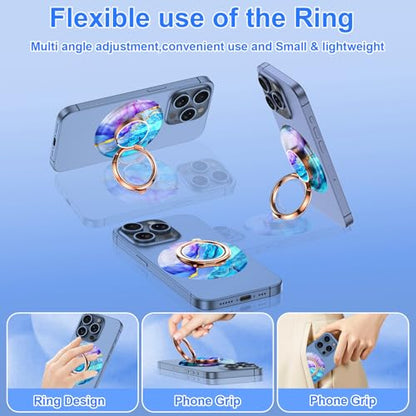 Magnetic Phone Ring Holder for MagSafe Grip,[Super Magnet],Stylish 360° Rotation Cell Phone Grip Stand Finger Ring Kickstand for iPhone 17 16 15 14 Pro Max,iPad and Smartphones,Blue - color: Blue