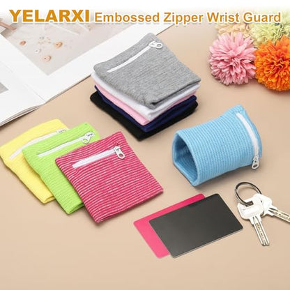 Wrist Wallet Wristband with Zipper, Cotton Wrist SweatBands Sports Absorb Sweat - color: Black