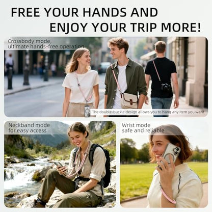 Phone Lanyard, 3 Ways to Wear: Crossbody, Neck and Wrist Strap - color: Pink