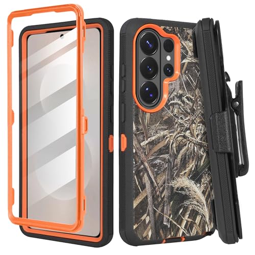 Compatible for Samsung S26 Ultra Rugged Case with Belt Clip Holster & Built-in Screen Protector, Heavy-Duty Full-Body Shockproof Cover, Military-Grade Protective Case (Camo) - color: Camo