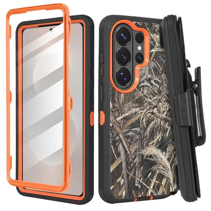Compatible for Samsung S26 Ultra Rugged Case with Belt Clip Holster & Built-in Screen Protector, Heavy-Duty Full-Body Shockproof Cover, Military-Grade Protective Case (Camo) - color: Camo