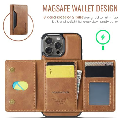 K2 2 in 1 Detachable Magnetic Phone Cases Compatible with iPhone 16 Pro Max Case with Card Holder RFID Blocking, Compatible with Magsafe Wallet, Leather 6.9'' (Brown, iPhone 16 Pro Max) - color: Brown, size: iPhone 16 Pro Max
