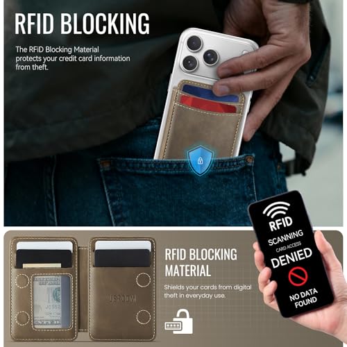 for Magsafe Wallet Magnetic RFID Blocking Card Holders, Retro Brown - color: Retro Brown