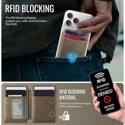 for Magsafe Wallet Magnetic RFID Blocking Card Holders, Retro Brown - color: Retro Brown