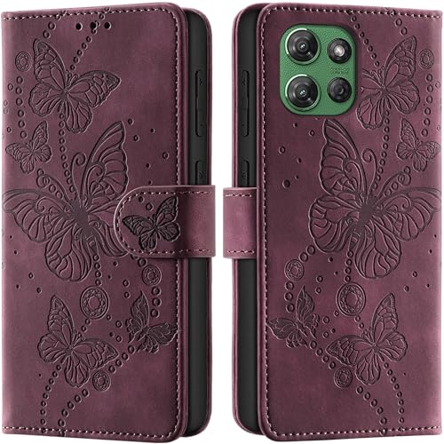 Case Wallet for Motorola Moto G Power 2025/ G Power 2026, Burgundy | RFID Blocking, 3 Card Holder Stand, Shockproof TPU Shell, PU Leather Magnetic Closure, 6.8-inch - color: Burgundy