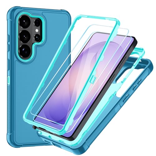 for Samsung Galaxy S26 Ultra Case with HD Screen Protector, 3-Layer Shockproof Military Grade Full Body Protection, Heavy Duty Hybrid Protective Phone Cover (Bluish Blue/Green) - color: Bluish Blue/Green