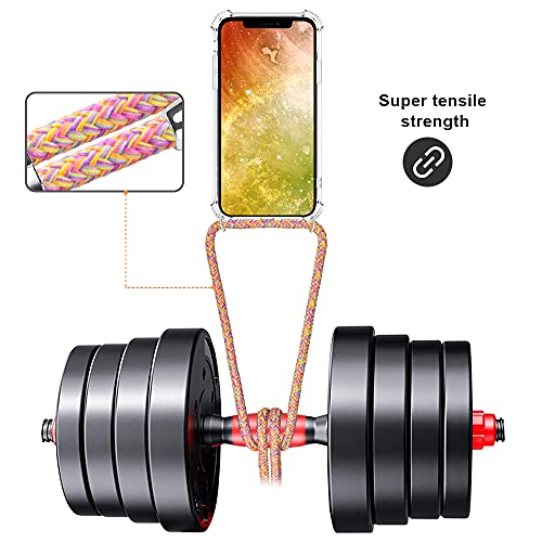 for iPhone 11 Case Clear Neck Hanging Adjustable Shoulder Lanyard Crossbody Phone Cover Women Girls Soft TPU Slim Protective Strap Mobile Case for iPhone 11 - Rainbow - size: iPhone 11